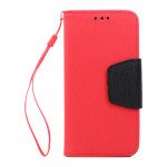 Wholesale LG G5 Color Flip Leather Wallet Case with Strap (Red Black)